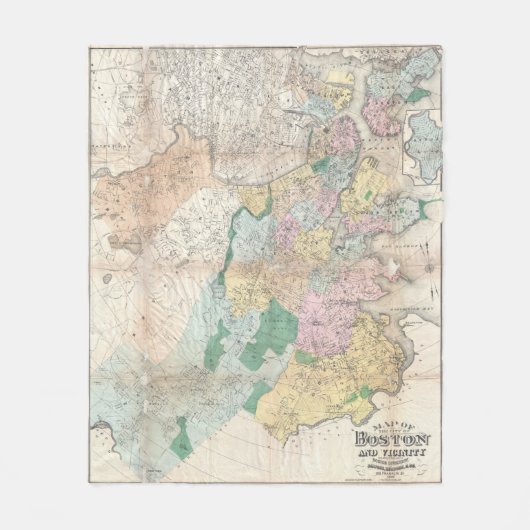 ヴィンテージマサチューセッツ州の地図（1896年） フリースブランケット (正面)