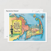 ヴィンテージマサチューセッツ市地図 ポストカード (正面/裏面)