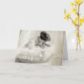 ヴィンテージマザーキスをするベビーインバシネット カード (黄色い花)