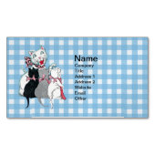 ヴィンテージマザーキャット3匹ピンク弓 マグネット名刺 (正面)