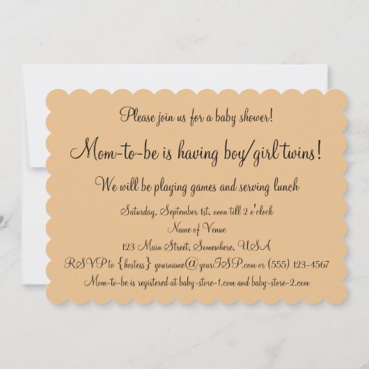 ヴィンテージマザーグースチルドレンズツインベビーシャワー 招待状 (裏面)