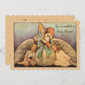 ヴィンテージマザーグースチルドレンズツインベビーシャワー 招待状 (正面/裏面)