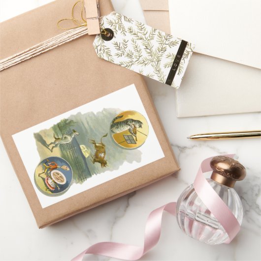 ヴィンテージマザーグース子供部屋ライムヘイディドル 長方形シール (ギフト)