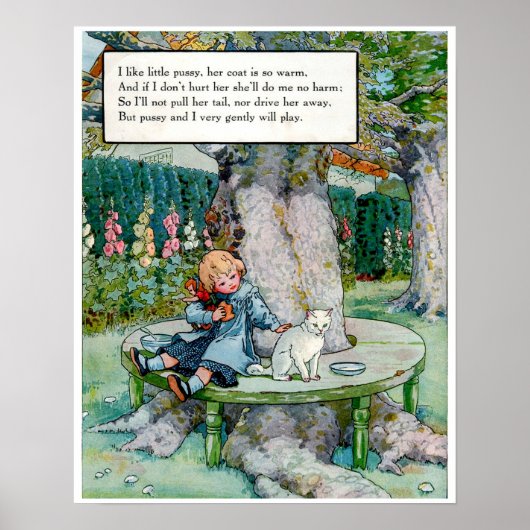 ヴィンテージマザーグース子供部屋ライム子猫子供部屋 ポスター (正面)