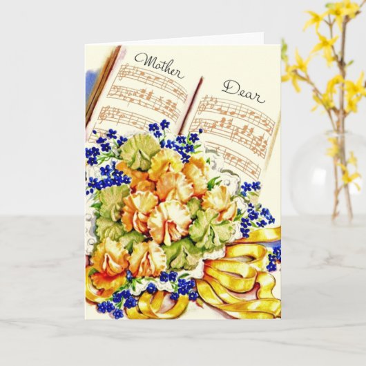 ヴィンテージマザー誕生日グリーティングカード カード (黄色い花)