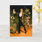 ヴィンテージマジシャンウサギバラドブズ魔法トリック カード (黄色い花)