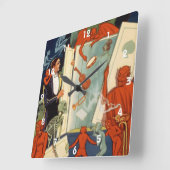 ヴィンテージマジシャン素晴らしカーター魔法法 スクエア壁時計 (傾斜)