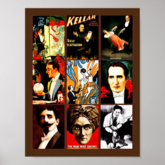ヴィンテージマジシャン魔法ショーポスターアートコラージュ ポスター (正面)