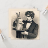 ヴィンテージマジシャン&ラビット魔法トリック カード (正面/裏面インサイチュ)