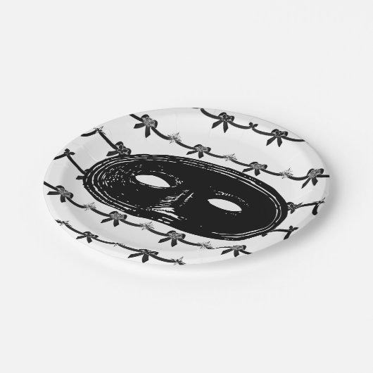 ヴィンテージマスカレードパーティーマスク ペーパープレート (アングル)