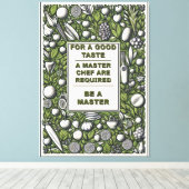 ヴィンテージマスターシェフタイポグラフィデザイン キャンバスプリント (インサイチュ (ウッドフロア))