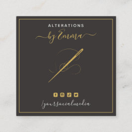 ヴィンテージマスタード針&スレッドのソーシャルメディモダンア スクエア名刺