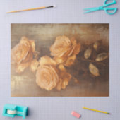 ヴィンテージマスタード黄フランスのバラほこりっぽい緑 薄葉紙 (クラフト)