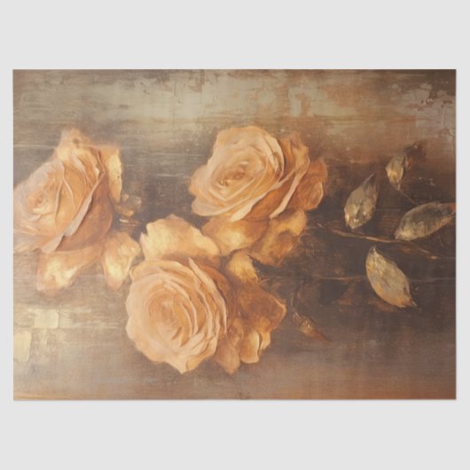 ヴィンテージマスタード黄フランスのバラほこりっぽい緑 薄葉紙 (正面)