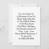 ヴィンテージマスターベーカリーベイカー退職招待状 招待状 (裏面)