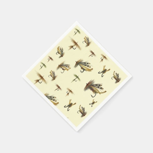 ヴィンテージマス飛び釣りテーマ模様 スタンダードカクテルナプキン (角)