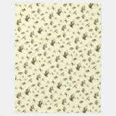 ヴィンテージマス飛び釣りテーマ模様 フリースブランケット (正面)