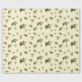 ヴィンテージマス飛び釣りテーマ模様 ラッピングペーパー (フラット)