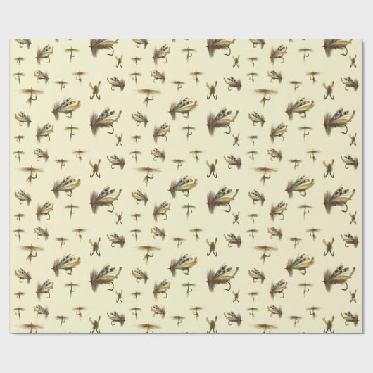 ヴィンテージマス飛び釣りテーマ模様 ラッピングペーパー (フラット)
