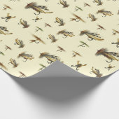 ヴィンテージマス飛び釣りテーマ模様 ラッピングペーパー (角)