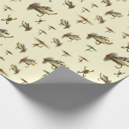 ヴィンテージマス飛び釣りテーマ模様 ラッピングペーパー (角)