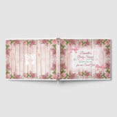 ヴィンテージマゼンタバラ動揺してウッドベビーシャワー ゲストブック (全面)