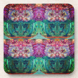 ヴィンテージマゼンタ絵画花瓶の抽象芸術 コースター