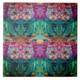 ヴィンテージマゼンタ絵画花瓶抽象芸術 タイル