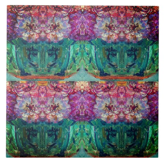 ヴィンテージマゼンタ絵画花瓶抽象芸術 タイル (正面)