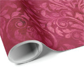 ヴィンテージマゼンダ金ゴールドダマスクグランジテクスチャ ラッピングペーパー (ロールコーナー)