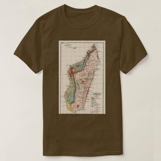 ヴィンテージマダガスカルの地質図1922 Tシャツ (デザイン正面)