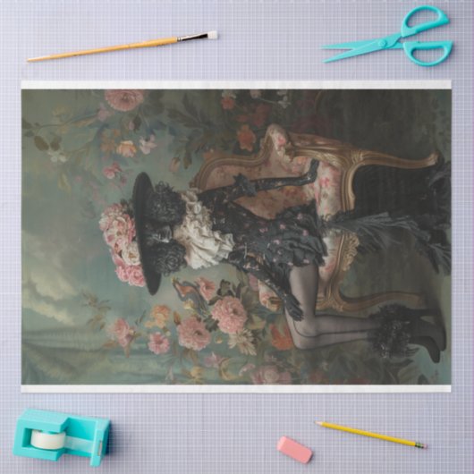 ヴィンテージマダムフルーア標準プードルデコページ 薄葉紙 (クラフト)