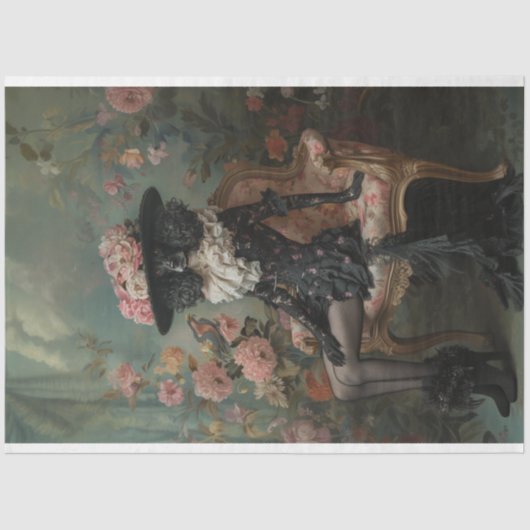 ヴィンテージマダムフルーア標準プードルデコページ 薄葉紙 (正面)