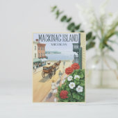 ヴィンテージマッキナックアイランドMichigan花の贈り物 ポストカード (スタンド正面)