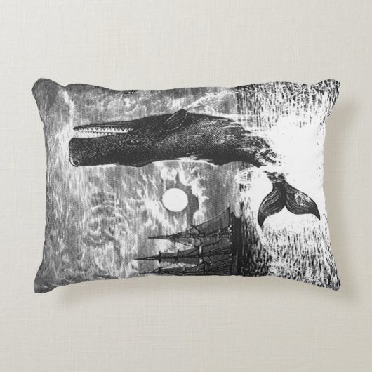 ヴィンテージマッコウクジラの漂白、海洋生物 アクセントクッション (正面)