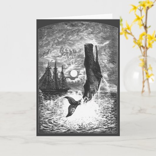 ヴィンテージマッコウクジラの漂白、海洋生物 カード (黄色い花)