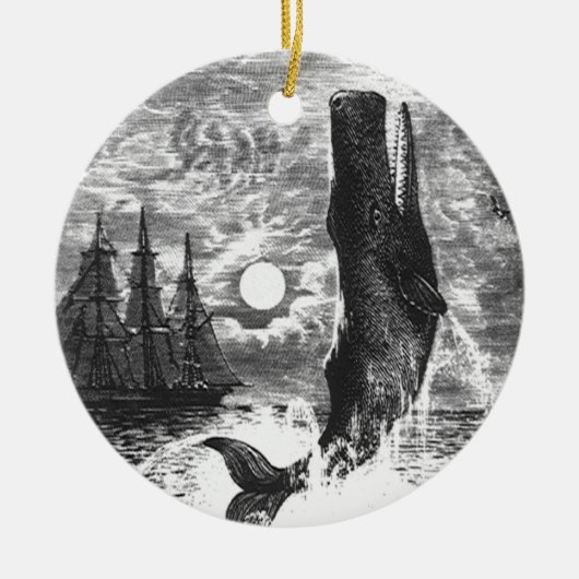 ヴィンテージマッコウクジラの漂白、海洋生物 セラミックオーナメント (正面)