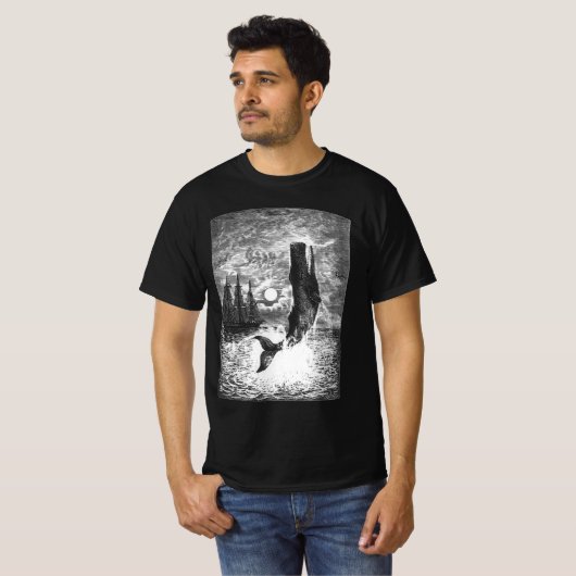 ヴィンテージマッコウクジラの漂白、海洋生物 Tシャツ (正面フル)