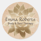 ヴィンテージマッサージセラピーエレガント金ゴールドロータス ラウンドシール (正面)