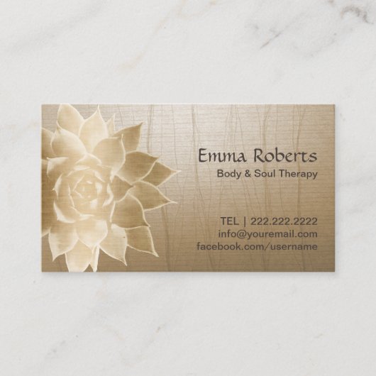 ヴィンテージマッサージセラピー金ゴールドロータスヘルススパ 名刺 (正面)