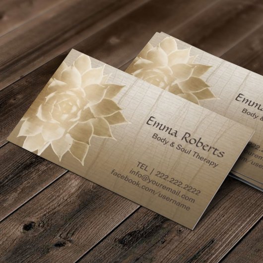 ヴィンテージマッサージセラピー金ゴールドロータスヘルススパ 名刺