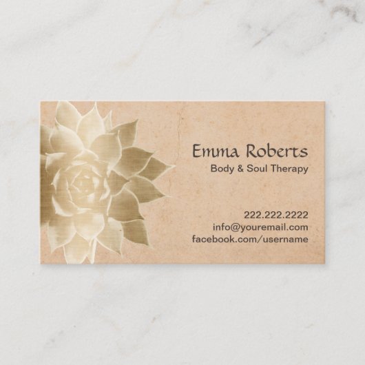 ヴィンテージマッサージセラピー金ゴールド蓮 名刺 (正面)