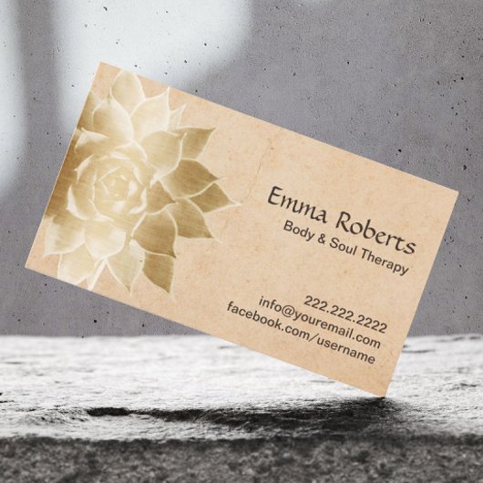 ヴィンテージマッサージセラピー金ゴールド蓮 名刺