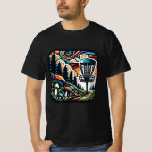 ヴィンテージマッシュルームとディスクゴルフコースAi Art Tシャツ (正面)