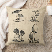 ヴィンテージマッシュルームアートイラストレーション クッション (ブランケット)