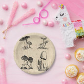 ヴィンテージマッシュルームアートイラストレーション ペーパープレート (パーティー)