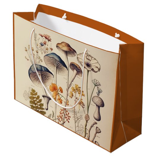 ヴィンテージマッシュルームナチュラリスト焼きオレンジ ラージペーパーバッグ (裏面アングル)