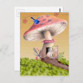 ヴィンテージマッシュルームハウスグリーティングカード ポストカード (正面/裏面)