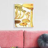 ヴィンテージマッシュルームブラウングリーンフランスのアートプリント キャンバスプリント (インサイチュ (リビング))