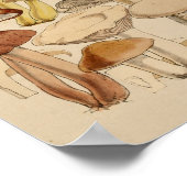 ヴィンテージマッシュルーム品種グリーンパープルアートプリント ポスター (角)